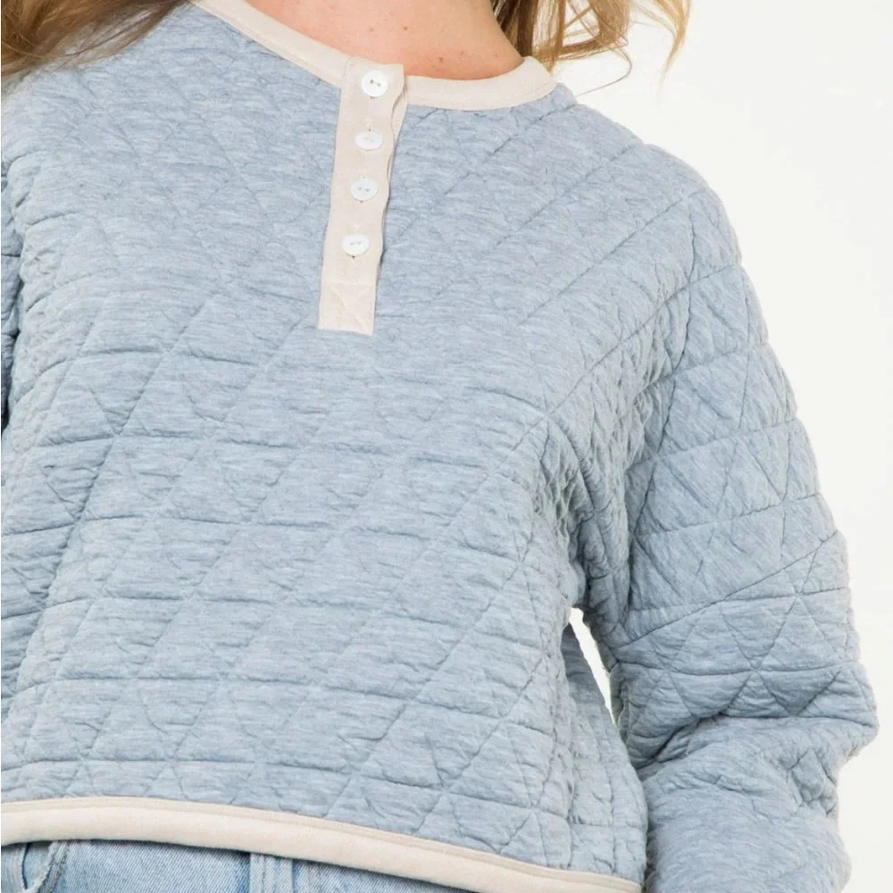 THML Light Grey Quilted Sweatshirt - Picture 2 of 9